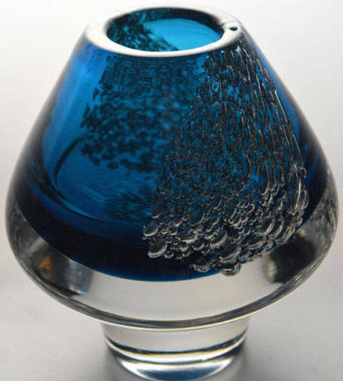 * COBALT BLUE WITH AIR BUBBLES : A LITTLE 70s GEM DESIGNED BY HEINRICH LOFFELHART FOR SCHOTT ZWIESEL
