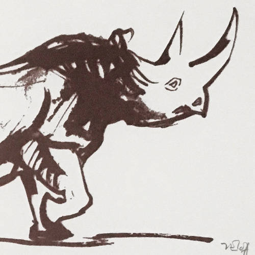 ORIGINAL SIGNED, MOUNTED & FRAMED SILKSCREEN OF A RHINO BY ZAKKIE ELOFF (1925-2004)