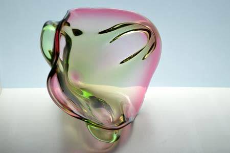 * MAGNIFICENT & VERY RARE MARIA STAHLIKOVA CZECH ART GLASS BOWL, DESIGNED FOR SKRDLOVICE IN 1960s