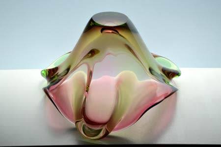 * MAGNIFICENT & VERY RARE MARIA STAHLIKOVA CZECH ART GLASS BOWL, DESIGNED FOR SKRDLOVICE IN 1960s