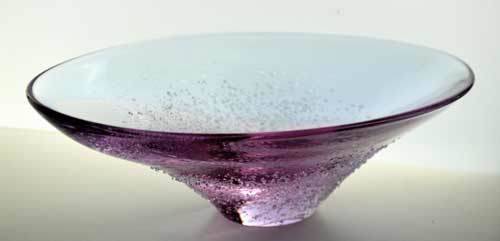 * MOST ELEGANT VIOLET and CLEAR CZECH ART GLASS BOWL, DESIGNED BY PROF MILOSLAV KLINGER (1922-1999)