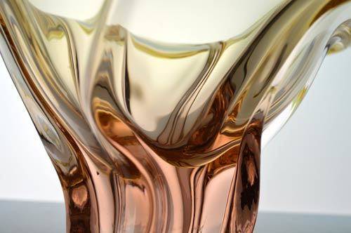 * AMBER & APRICOT CZECH ART GLASS CHRIBSKA BOWL DESIGNED BY PROF JOSEF HOSPODKA