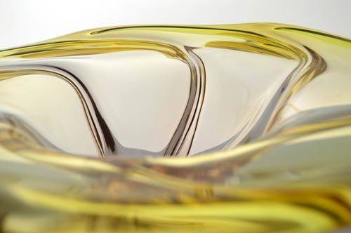 * AMBER & APRICOT CZECH ART GLASS CHRIBSKA BOWL DESIGNED BY PROF JOSEF HOSPODKA