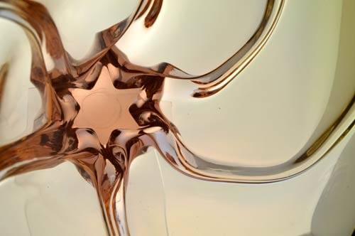 * AMBER & APRICOT CZECH ART GLASS CHRIBSKA BOWL DESIGNED BY PROF JOSEF HOSPODKA