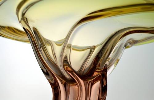 * AMBER & APRICOT CZECH ART GLASS CHRIBSKA BOWL DESIGNED BY PROF JOSEF HOSPODKA