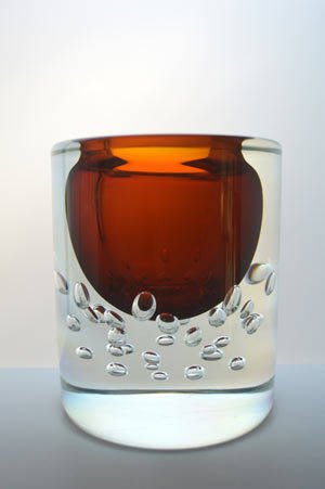 DAZZLINGLY BEAUTIFUL MODERN AMBER CZECH ART GLASS VASE DESIGNED BY JAROSLAV SVOBODA (1938-) IN 1974