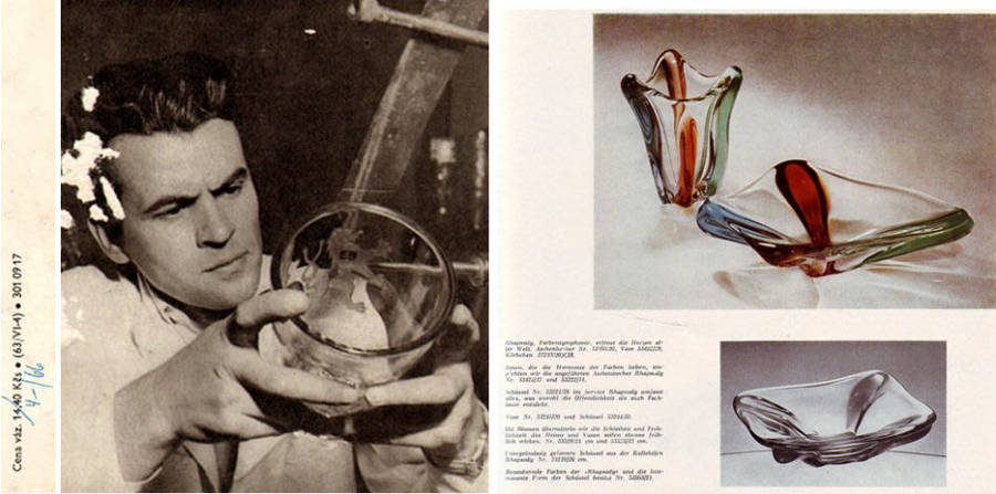 * A MAGNIFICENT & MOST ELEGANT CZECH ART GLASS BOWL DESIGNED BY FRANTISEK ZEMEK FOR MSTISOV