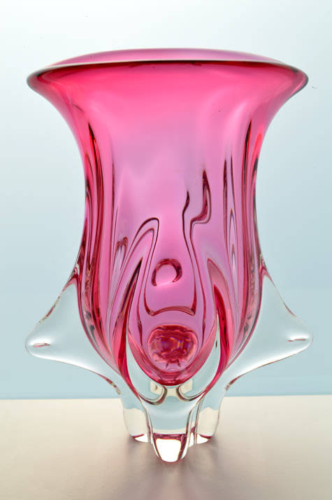 VERY LARGE CZECH ART GLASS CHRIBSKA SCULPTURAL VASE DESIGNED BY PROF JOSEF HOSPODKA IN THE MID 1970s