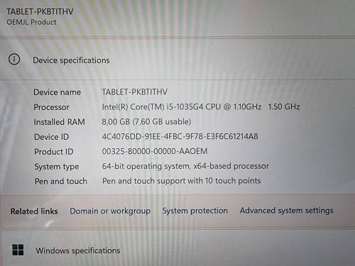 Microsoft Surface Pro 7 1866 Intel Core i5-1035G4 10th Gen 8GB RAM 128GB SSD