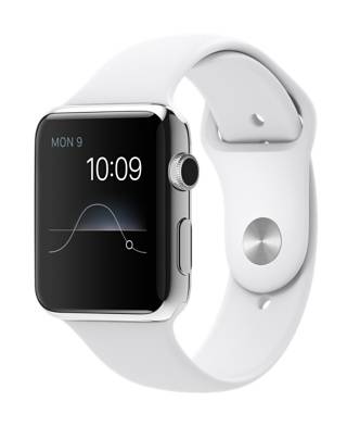 Apple Watch 38mm Stainless Steel Case With White Sport Band