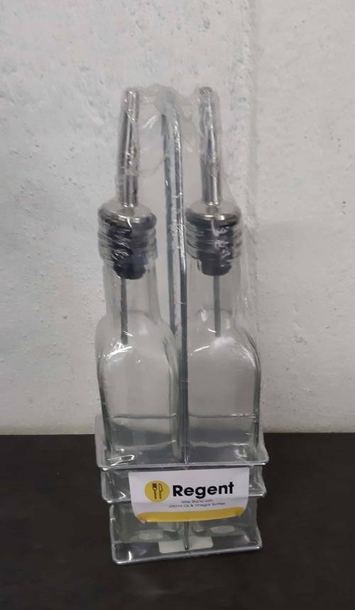 Regent Oil & Vinegar Bottles with Wire Stand -  3 x 2 Pack per BID