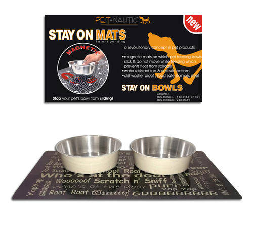 Dog Bowls x 2 ON MAGNETIC MAT ** STUNNING CONCEPT **