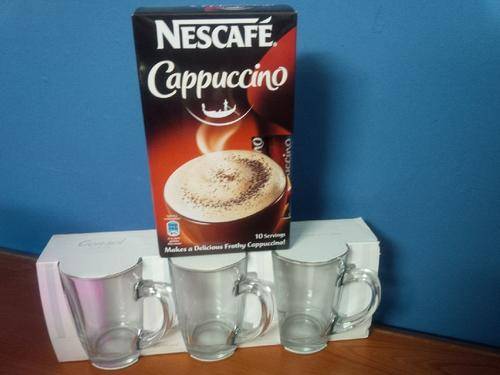225ml San Marco Coffee Mugs ** SET OF 3 ** Consol + 1 Box Nescafe Cappuchino