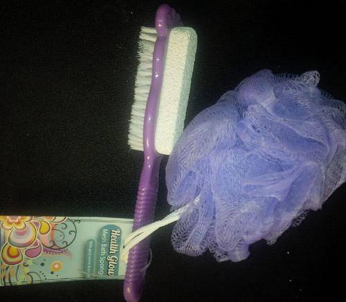 Health Glow Mesh, Bath Sponge with Pedi Stone & Brush ** 5 on Auction **