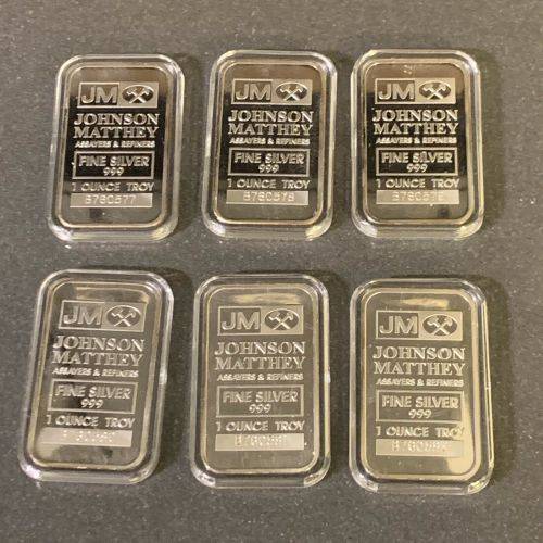 6 x 1oz SILVER BULLION BARS 999% good investment