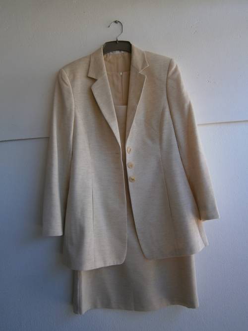 2 pieces Cream Colour Suit: Dress and Jacket. New.