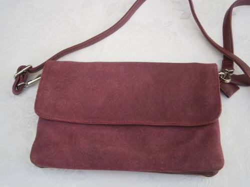 Suede and Leather Burgundy colour Shoulder Bag