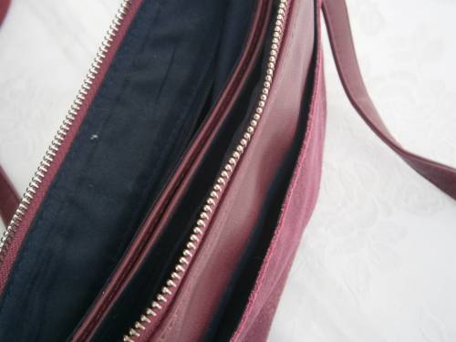 Suede and Leather Burgundy colour Shoulder Bag