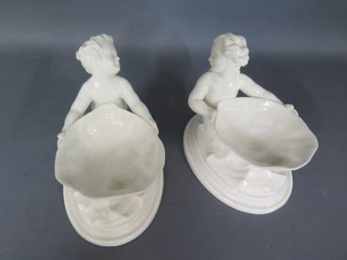 Royal Worcester Blanc De Chine Marine Themed Salt Dishes