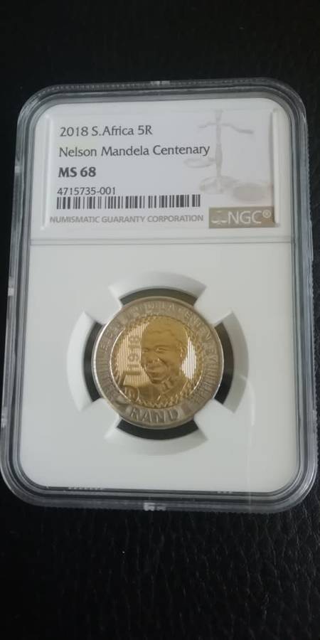MS68, Mandela Centenary NGC Graded, Second HIGHEST GRADE, very high grade. BID PER COIN.