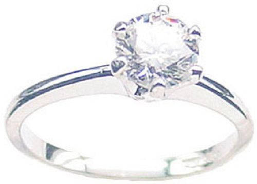 STERLING SILVER 1CT SOLITAIRE CZ RING- SIZE 7