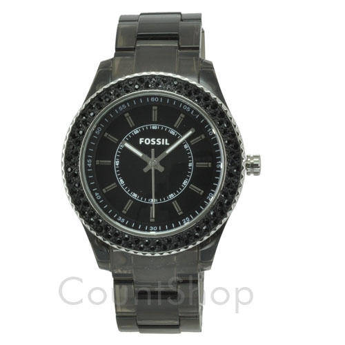 Fossil Women's Stella ES2454 Black Dial | Gray Plastic | NEW