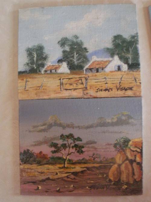 4 x small oil paintings by S. Visagie