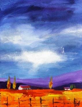 Landscape  .Winnie Eaton....Oil glazed acrylic on board (300 x 400)