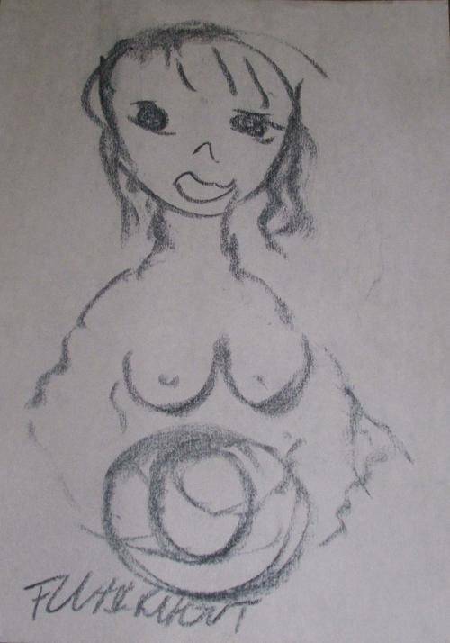 Oiriginal F Claerhout....Naked girl with hat 297 x 210 mm...unframed