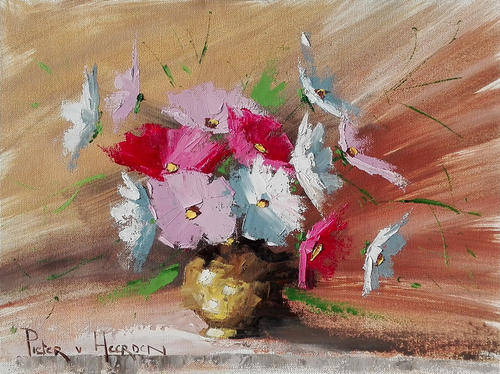 Pieter van Heerden....Cosmos Flowers...300 x 400mm...unframed