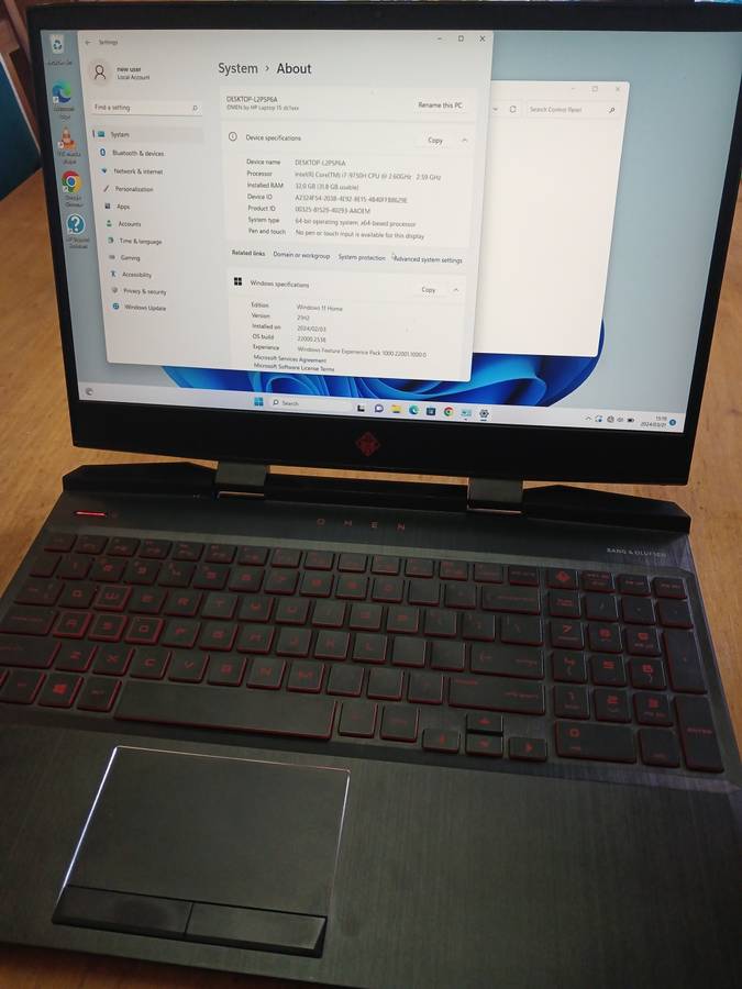 HP Omen 15  Intel core i7-9750h cpu@2.60  Geforce nvidia RTX 2070 8gig 32 gig ram gaming laptop