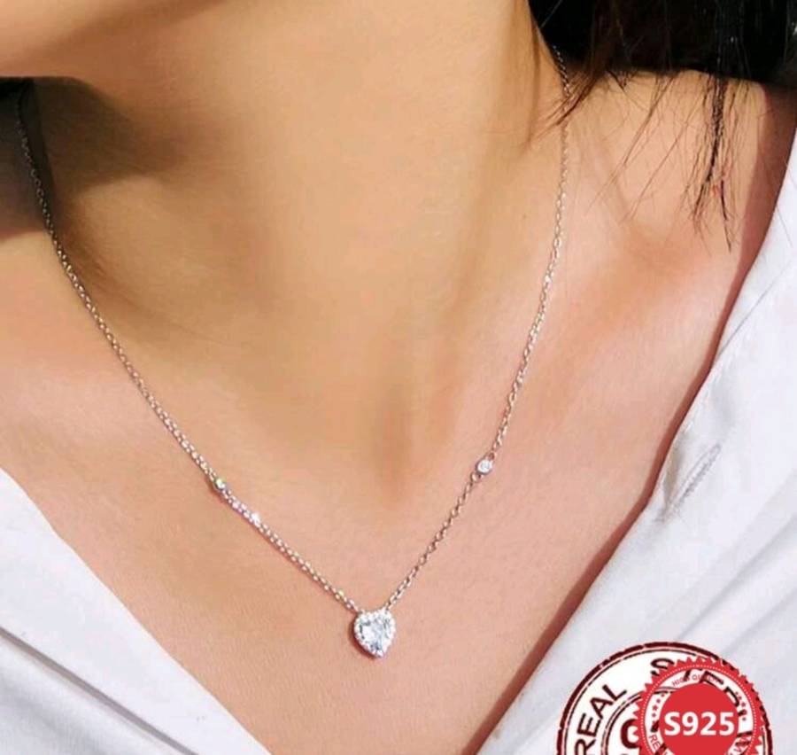 S925 sterling Silver Heart shaped Necklace