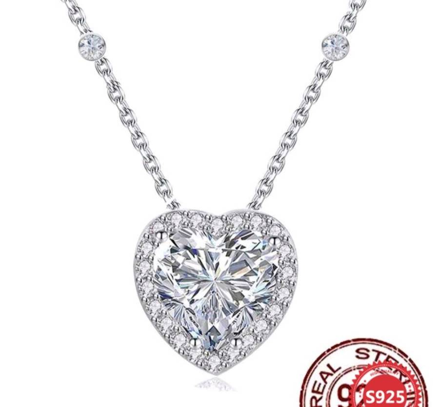 S925 sterling Silver Heart shaped Necklace
