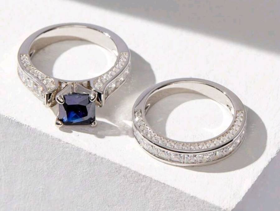 2pcs/set Glamorous Cubic Zirconia Silver Ring