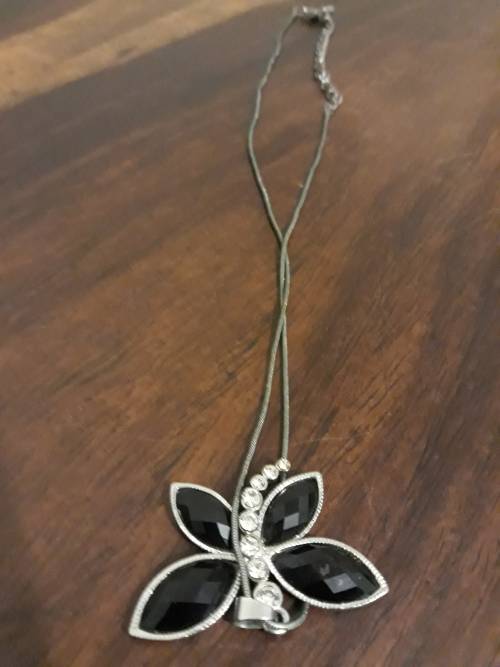 Beautiful Cross Necklace with a Buttefly Beaded Bangle and Neclace