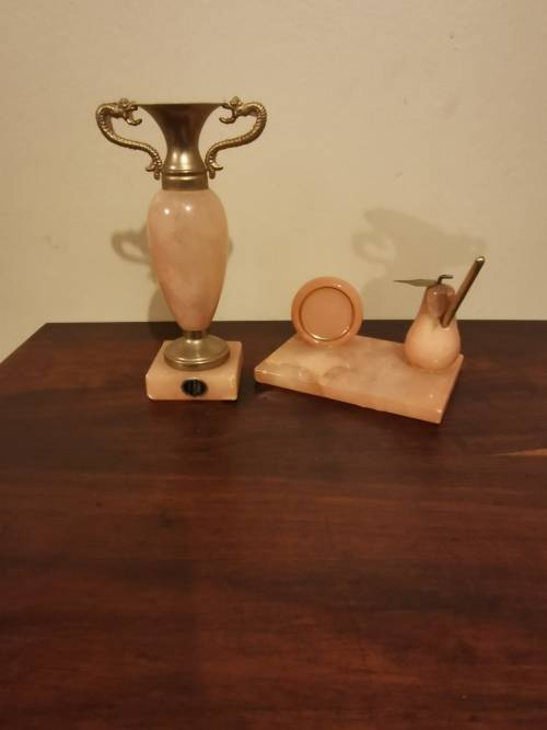 Hand Carved Italian Alabaster Duo