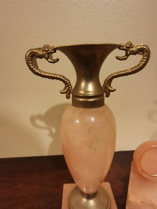 Hand Carved Italian Alabaster Duo