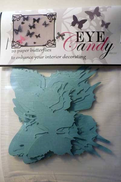 3D card paper butterflies wall art decor duck egg blue