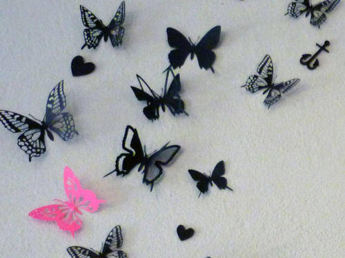 3D card paper butterflies wall art scrap booking black