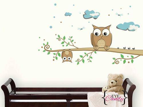 The cutest owls on a branch! Vinyl wall stickers decals for kids and babies