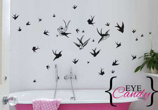 60 swallow birds Vinyl Wall Art Sticker Decal Vinyl Tattoo Decor
