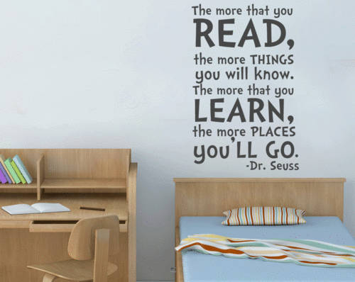 GLOSSY BLUE - Dr Seuss childrens word art Vinyl Wall Art Sticker Decal Vinyl Tattoo Decor
