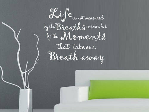 GLOSSY GREY Lifes moments inspirational quote Vinyl wall art quote decal home decor