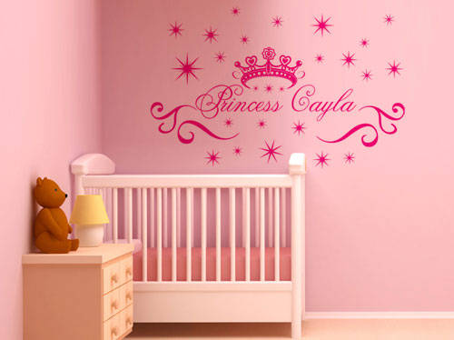 PERSONALISED Princess Vinyl wall art decal kids babies girls wall decor personalised name