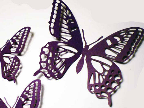 24 deep purple 3d laser cut card paper butterflies for decorating walls interior design