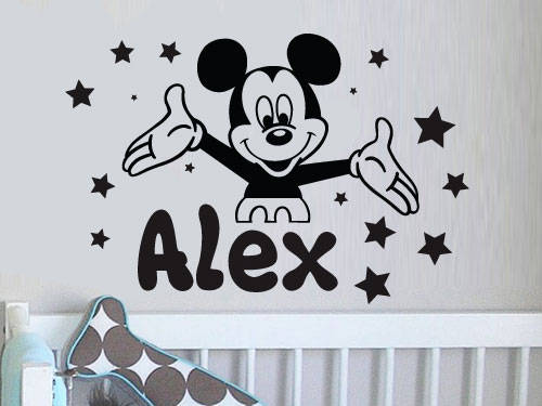 Kids Mickey customised name Vinyl Wall Art Sticker Decal Vinyl Interior Decor