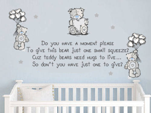 Tatty teddy cute wall quote vinyl decal sticker baby kids wall stickers