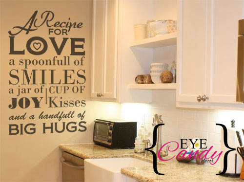 Kitchen recipe for love Vinyl Wall Art Sticker Decal Vinyl Interior Decor