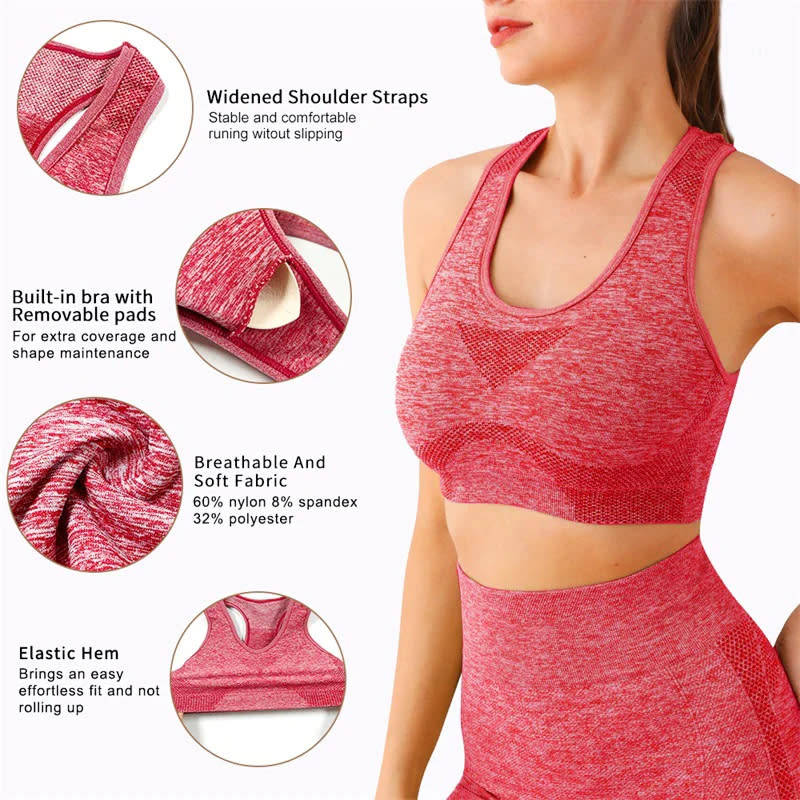 Women`s Workout Clothing Gym Yoga Set Fitness Sportswear (Set Of 2)