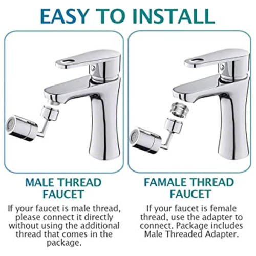 For Kitchen Bathroom Sink Splashproof Filtered Faucet 720 Swivel Outlet Faucet